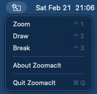ZoomacIt menu bar